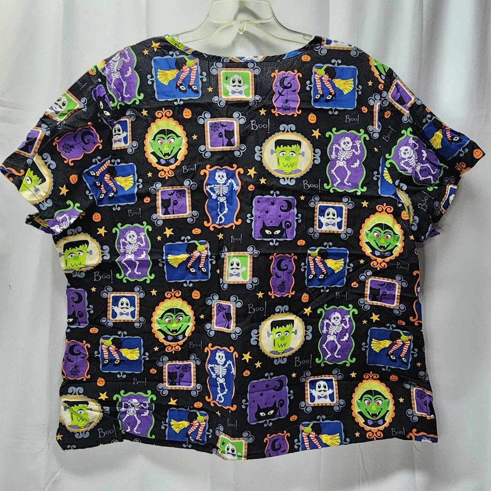 SB Scrubs Plus Size Black Halloween Themed Scrub Top - Picture 7 of 9